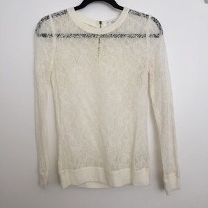 Cream Lace Long Sleeve Top